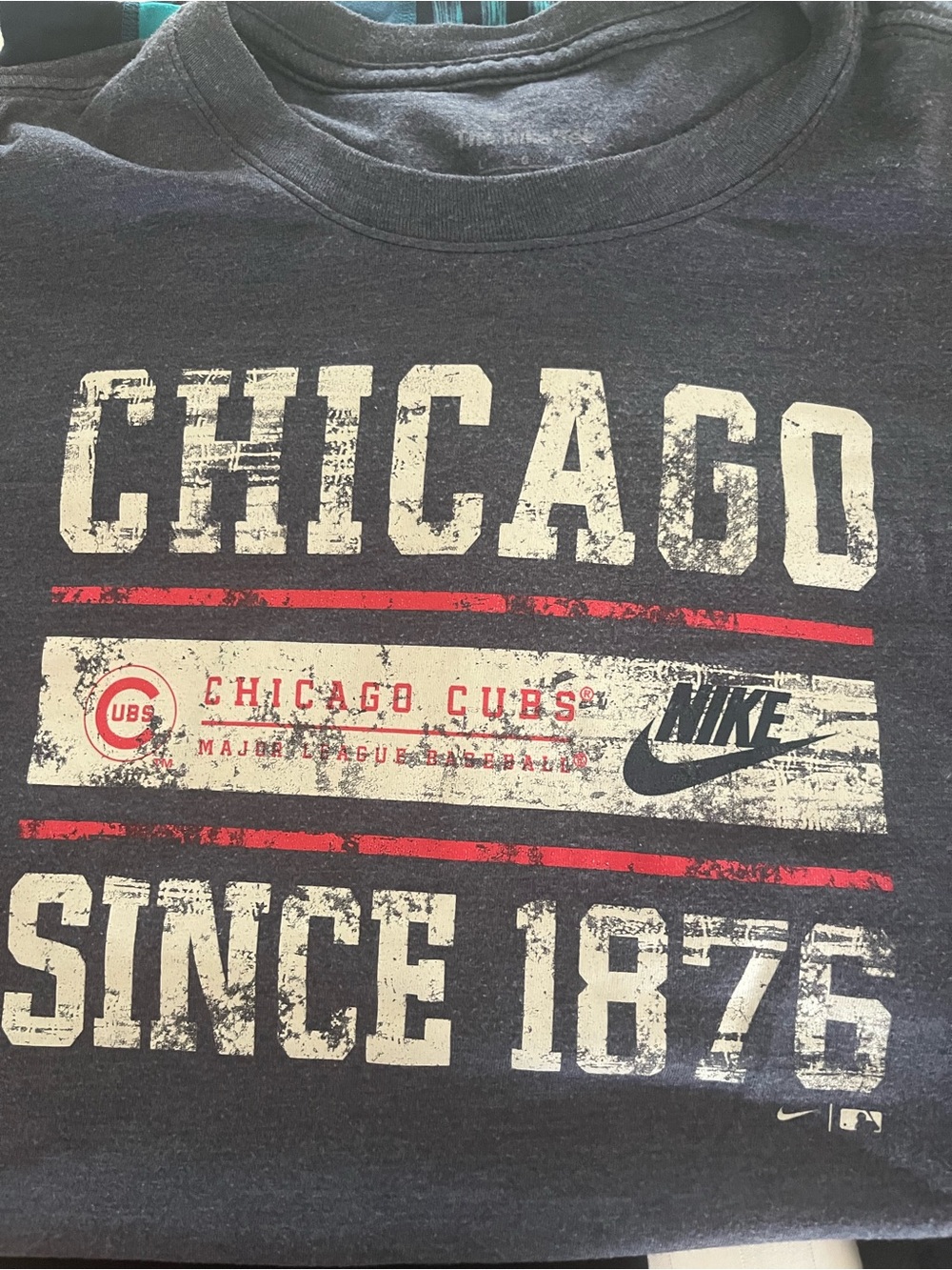 NIKE CHICAGO CUBS NAVY BLUE COOPERSTOWN LOCAL STACK SHORT SLEEVE FASHION T SHIRT